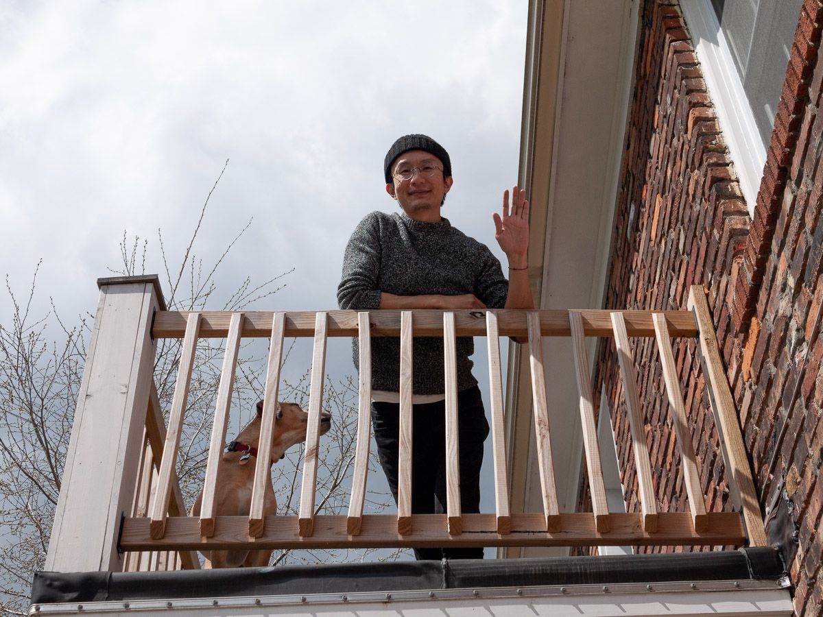 Your author, waving from the balcony.