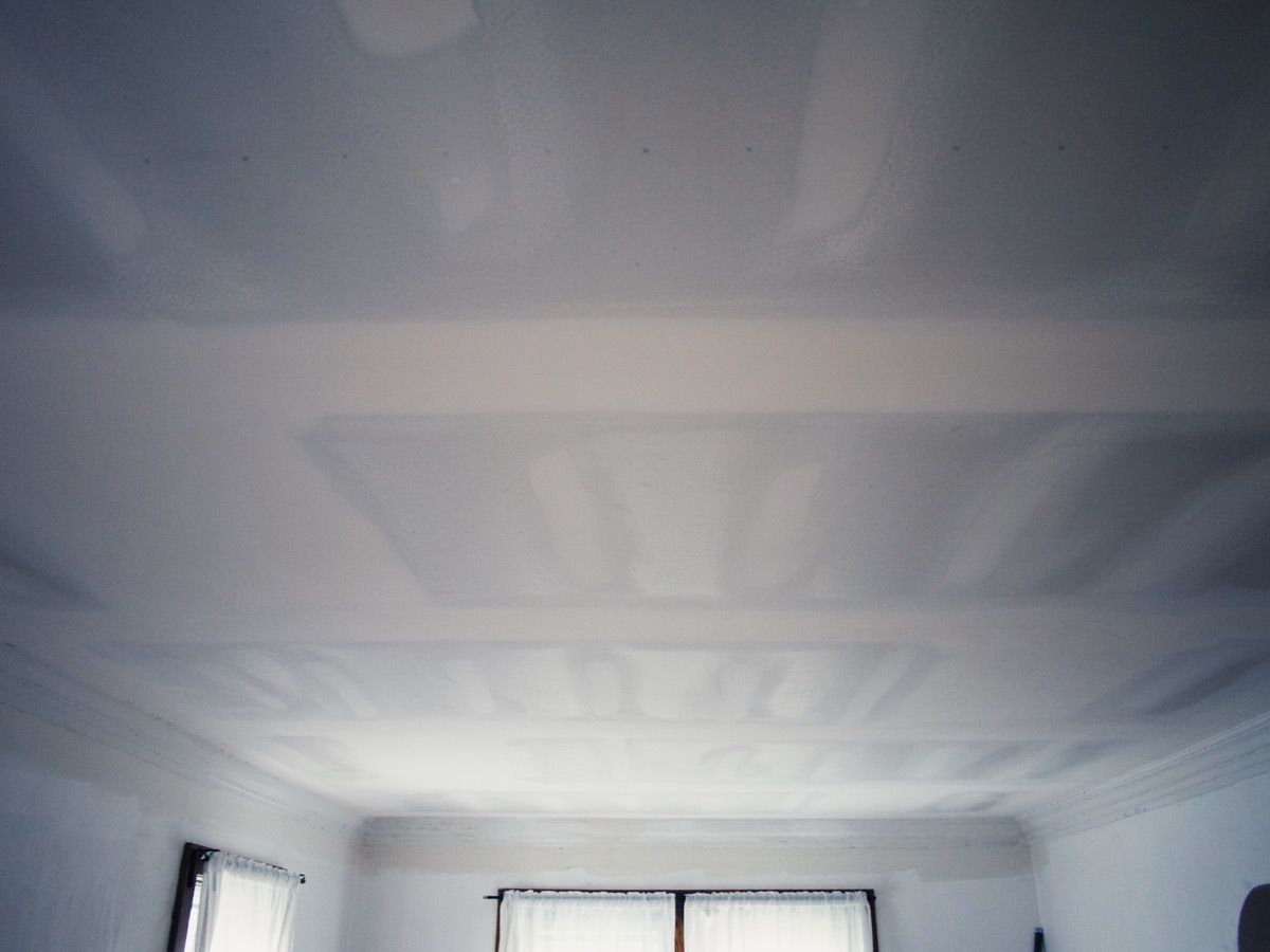 Ceiling with drywall mud lines.